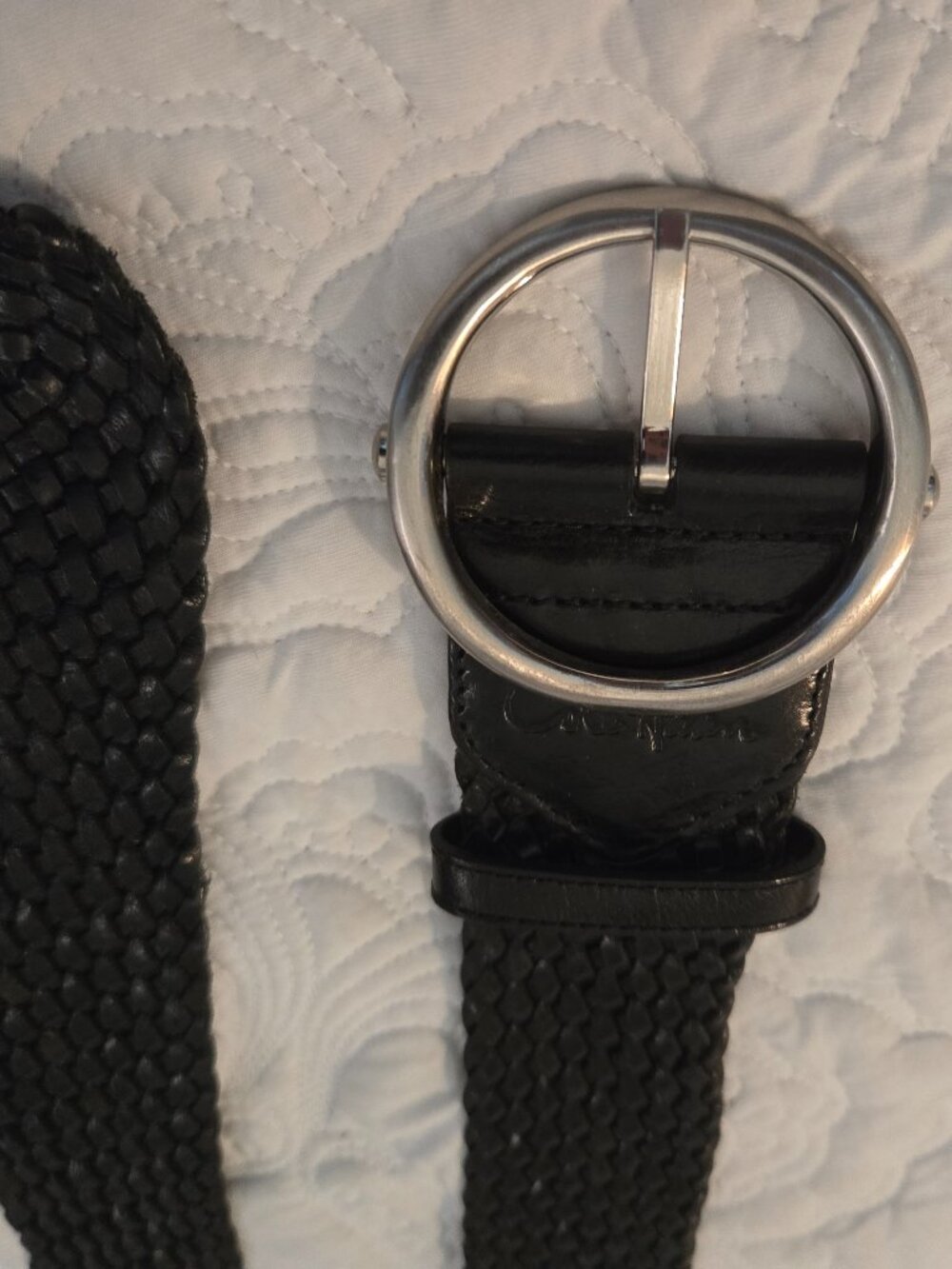 COLE HAAN Black Leather Braided Belt Size M 90s - Picture 6 of 8